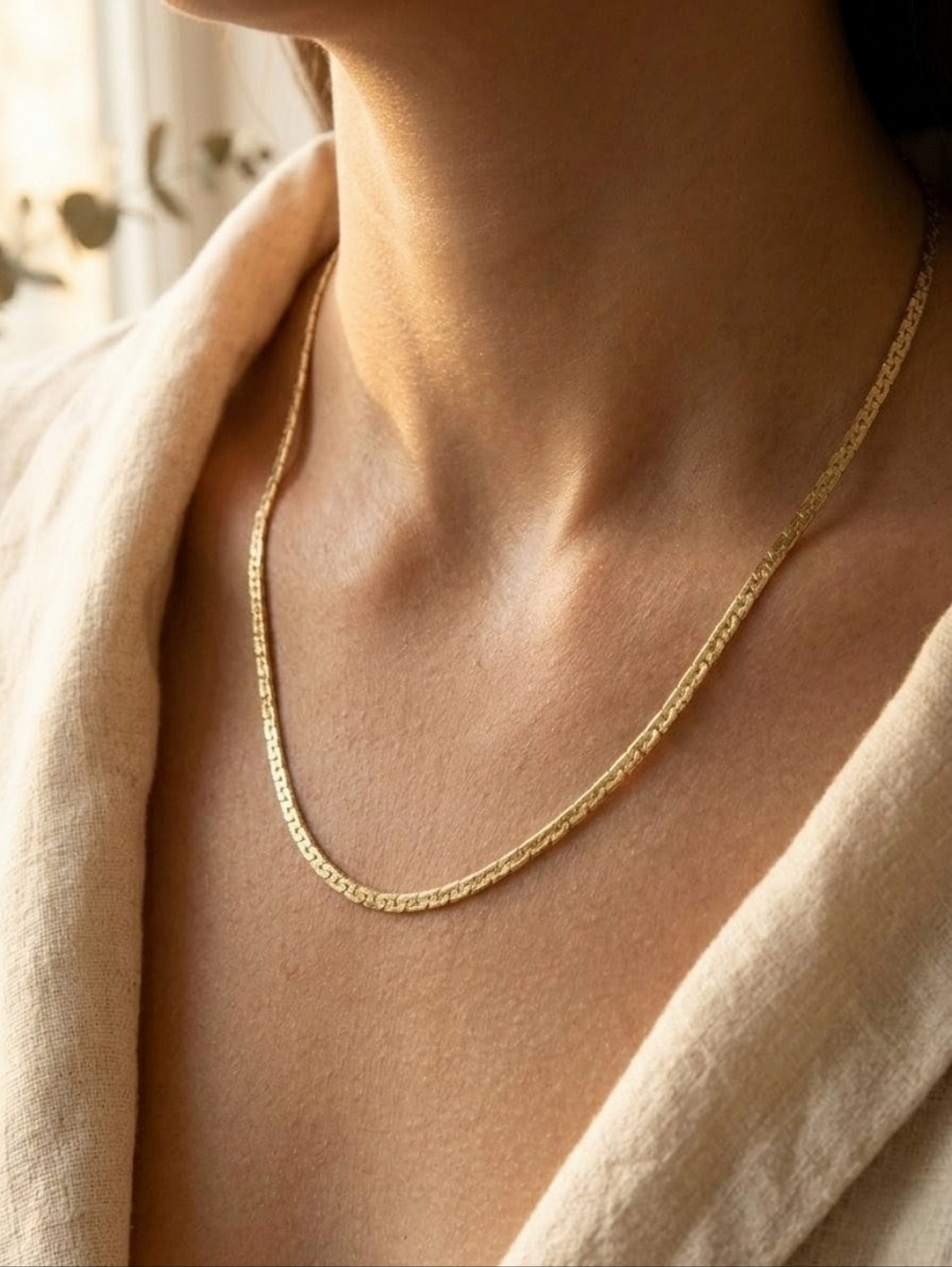 Vintage 14k Filled Chain | 24" Textured S-Link Necklace NOS | 2.5mm